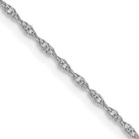14K White Gold 24" Cable Rope Chain Necklace with Rhodium Plating and Spring Ring Clasp