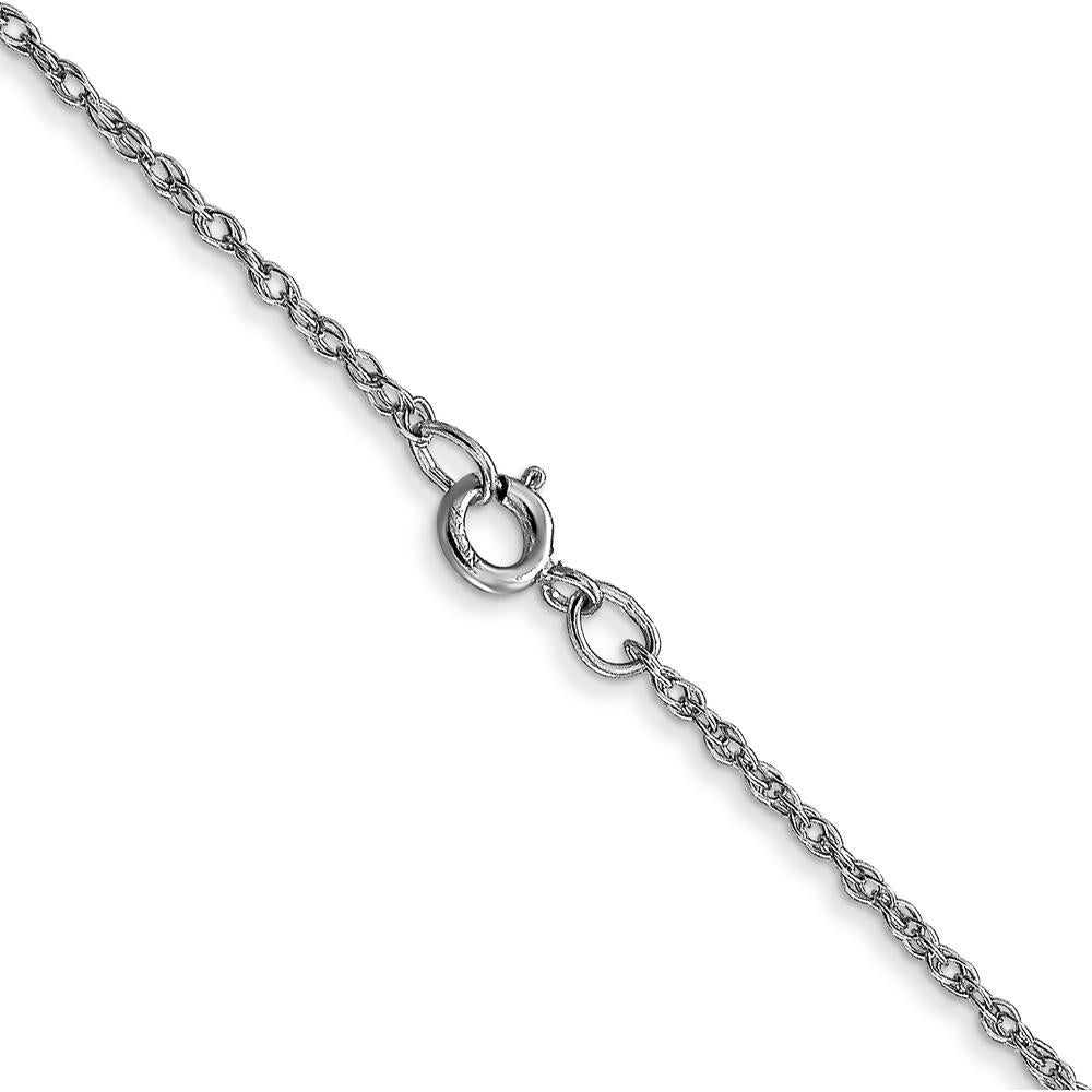 14K White Gold 24" Cable Rope Chain Necklace with Rhodium Plating and Spring Ring Clasp