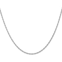 14K White Gold 24" Cable Rope Chain Necklace with Spring Ring Clasp