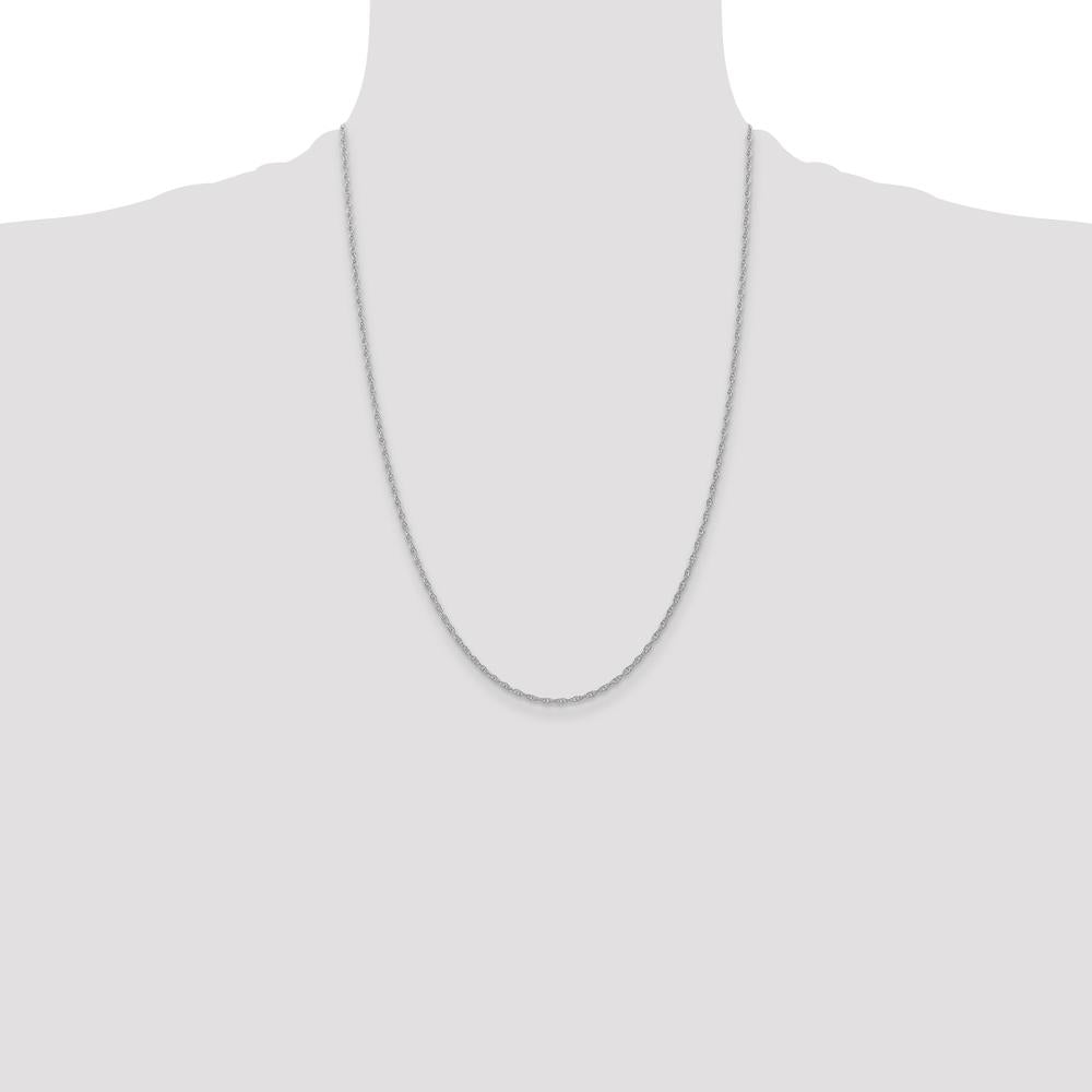 14K White Gold 24" Cable Rope Chain Necklace with Spring Ring Clasp