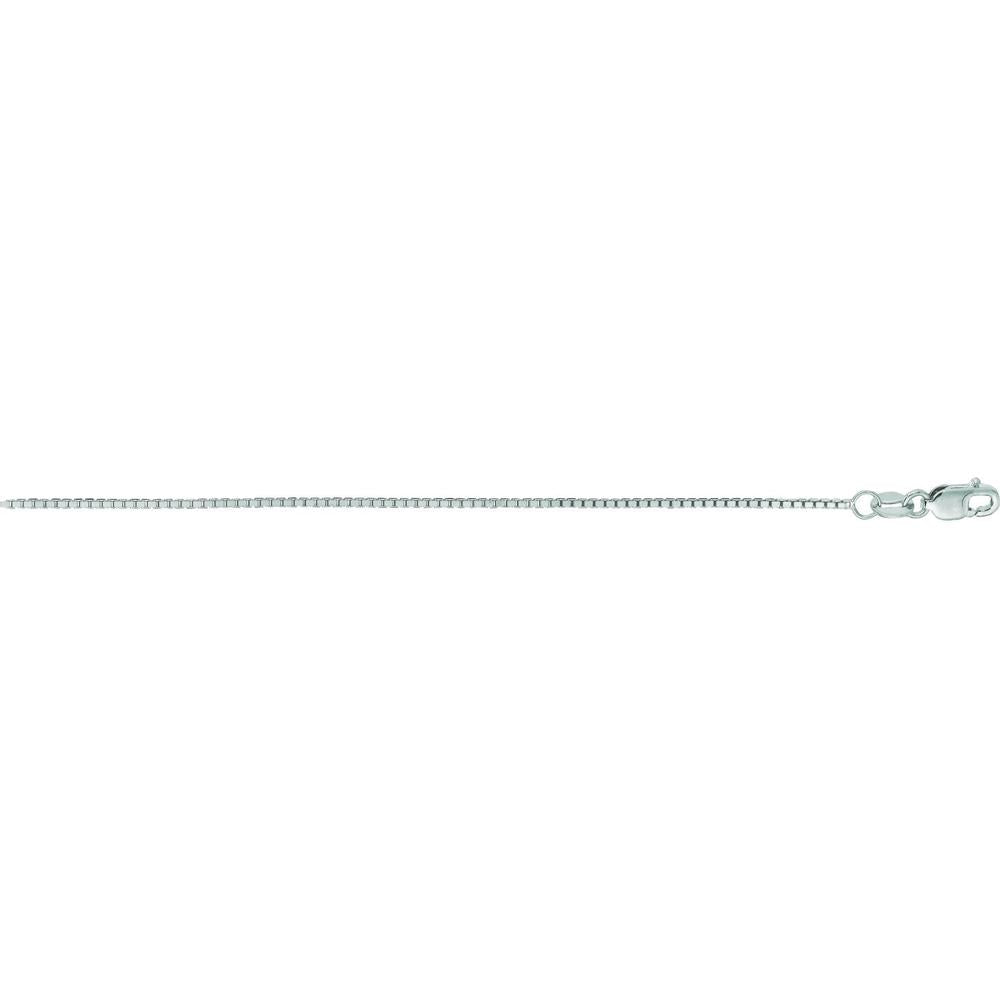 14K White Gold 24" Classic Box Chain Necklace - 0.85mm Width by Orozza Fine Jewelry