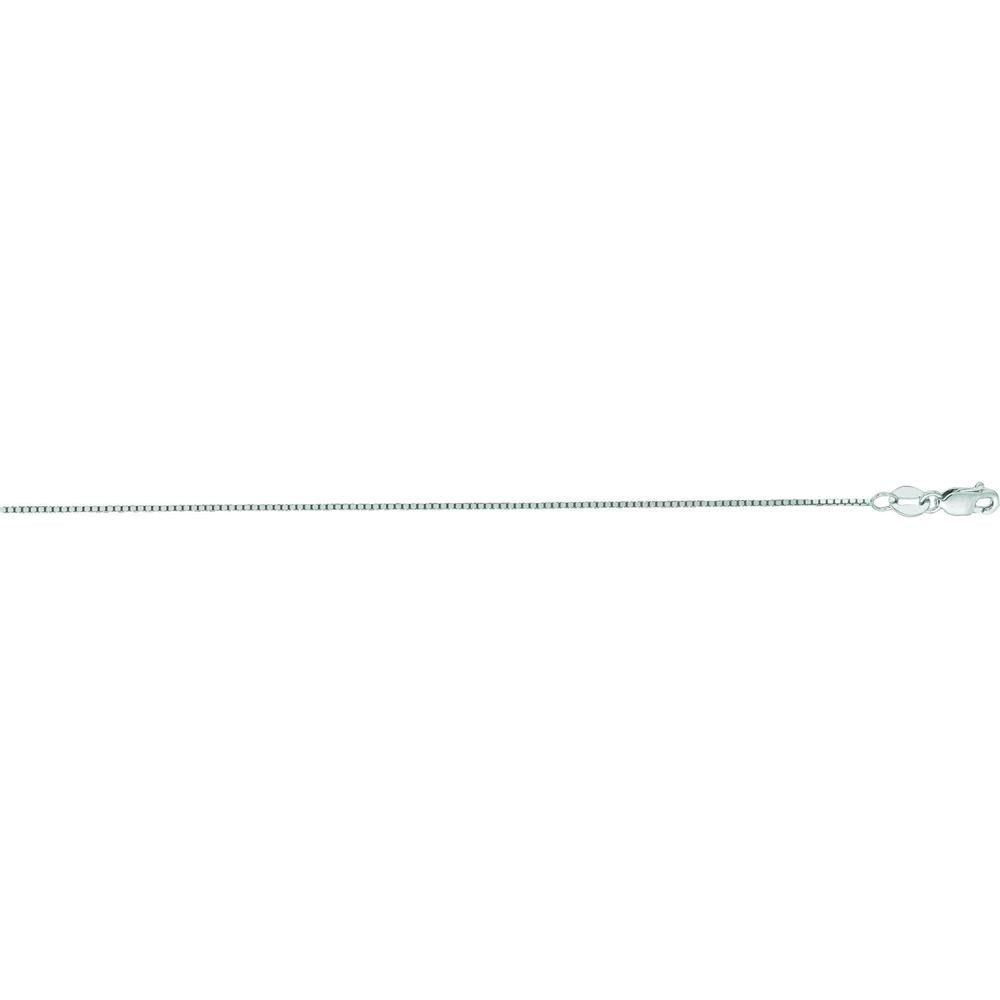 14K White Gold 24" Classic Box Chain with Lobster Clasp - 0.68mm by Orozza Fine Jewelry