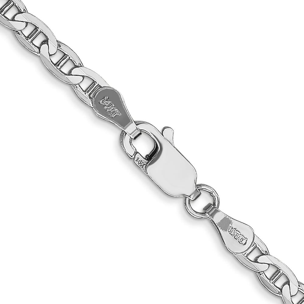 14K White Gold 24" Concave Anchor Chain Necklace with Lobster Clasp by 0