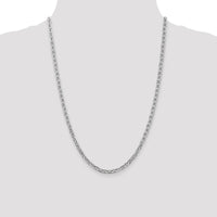 14K White Gold 24" Concave Anchor Chain with Lobster Clasp - 3.75mm Width by 0