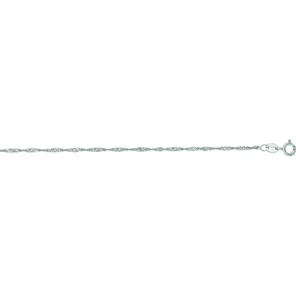 14K White Gold 24" Diamond-Cut 1.3mm Singapore Chain Necklace by Orozza Fine Jewelry