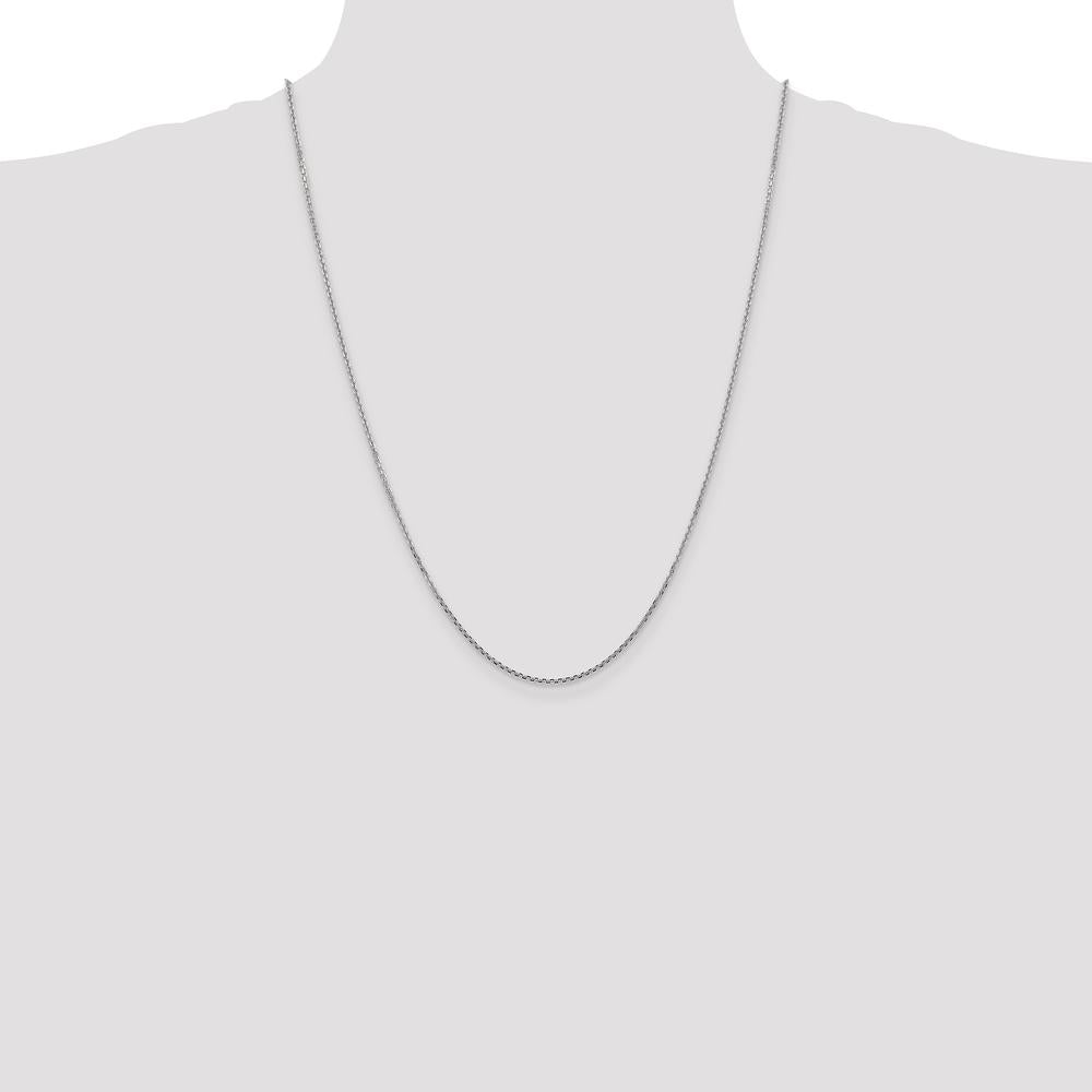 14K White Gold 24" Diamond-Cut Cable Chain Necklace - Polished Finish, Lobster Clasp by Oro Pregiato