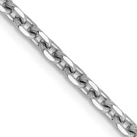 14K White Gold 24" Diamond-Cut Cable Chain Necklace with Lobster Clasp by Oro Pregiato