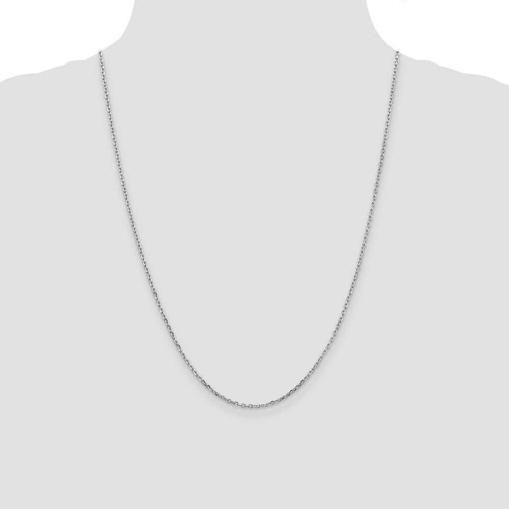 14K White Gold 24" Diamond-Cut Cable Chain Necklace with Lobster Clasp by Oro Pregiato