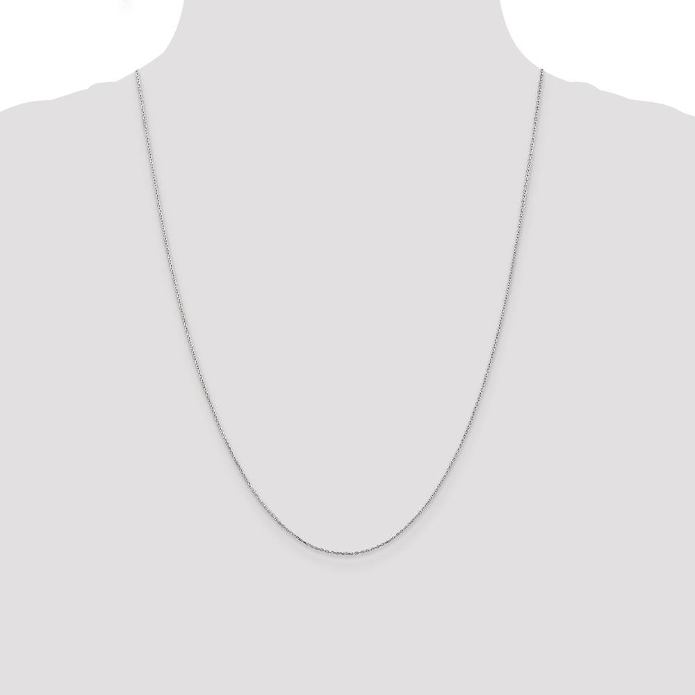 14K White Gold 24" Diamond-Cut Cable Chain with Lobster Clasp - 0.8mm Width by Oro Pregiato