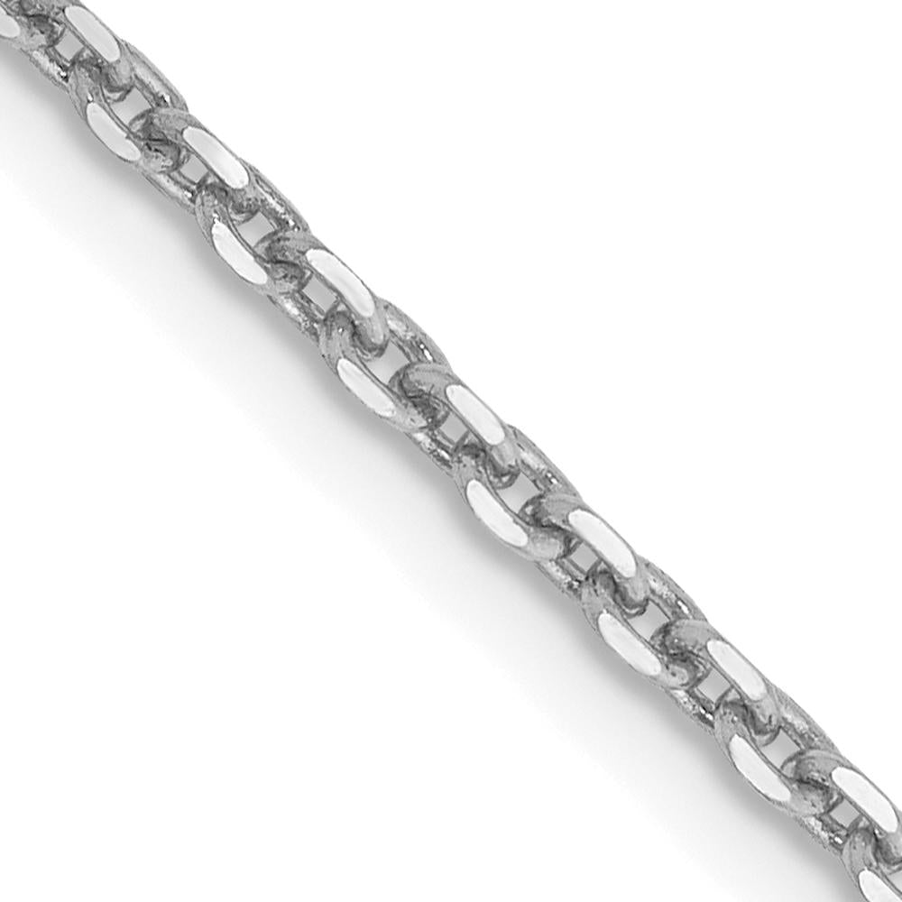 14K White Gold 24" Diamond-Cut Cable Chain with Lobster Clasp - Polished Finish by Oro Pregiato