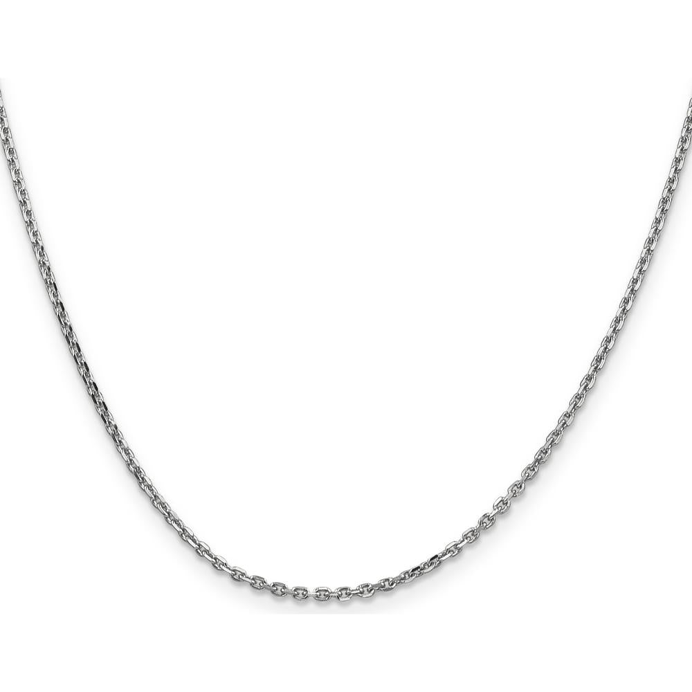 14K White Gold 24" Diamond-Cut Cable Chain with Lobster Clasp - Polished Finish by Oro Pregiato
