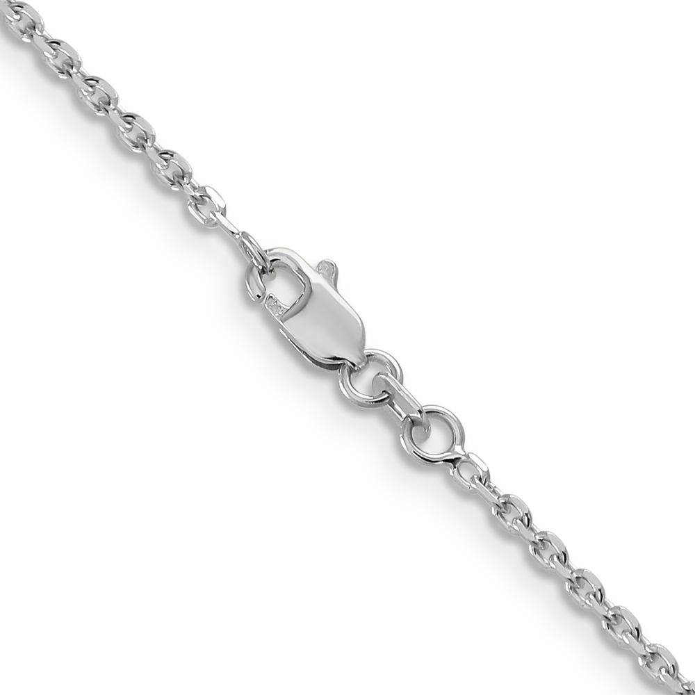 14K White Gold 24" Diamond-Cut Cable Chain with Lobster Clasp - Polished Finish by Oro Pregiato