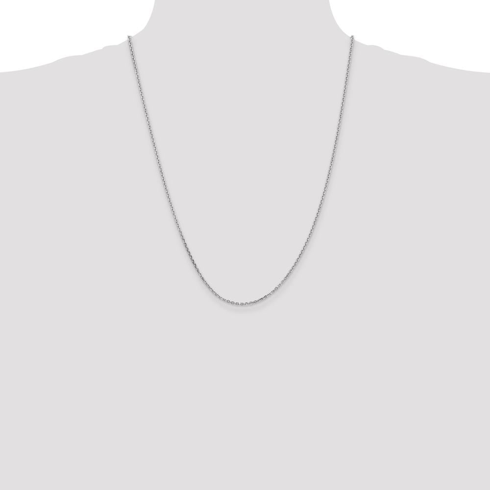 14K White Gold 24" Diamond-Cut Cable Chain with Lobster Clasp - Polished Finish by Oro Pregiato