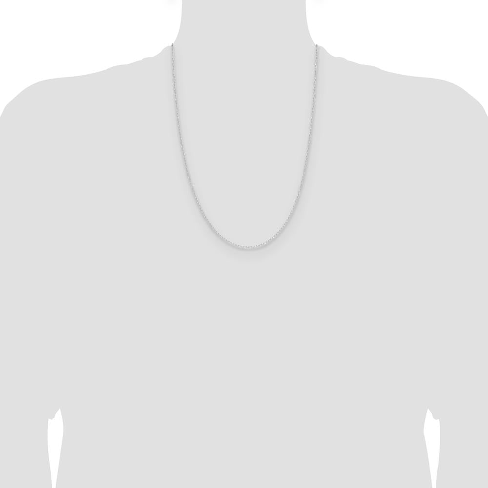 14K White Gold 24" Diamond-Cut Forzantine Cable Chain - 0.8mm Width by Oro Pregiato