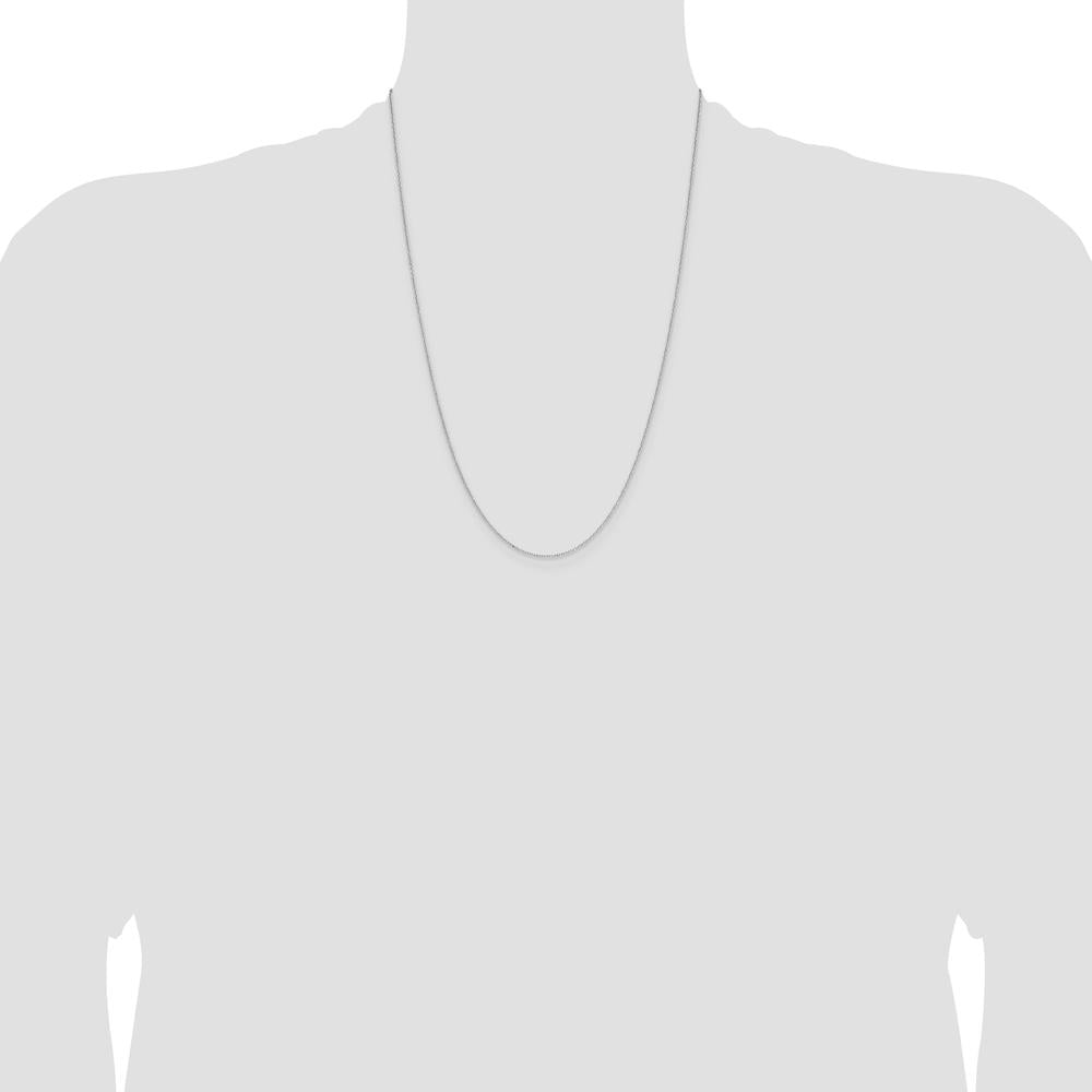 14K White Gold 24" Diamond-Cut Forzantine Cable Chain - 1.0mm Width by Oro Pregiato