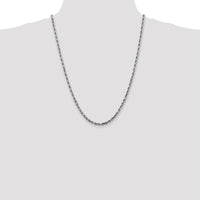 14K White Gold 24" Diamond-Cut Rope Chain Necklace - 4mm Width by Oro Pregiato
