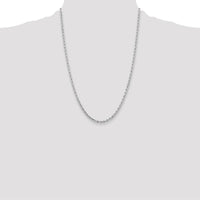 14K White Gold 24" Diamond-Cut Rope Chain Necklace with Lobster Clasp - 3.25mm Width