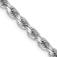 14K White Gold 24" Diamond-Cut Rope Chain Necklace with Lobster Clasp - 3.75mm Width