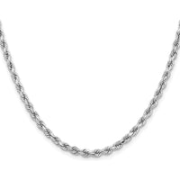 14K White Gold 24" Diamond-Cut Rope Chain Necklace with Lobster Clasp - 3.75mm Width