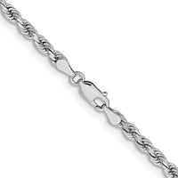 14K White Gold 24" Diamond-Cut Rope Chain Necklace with Lobster Clasp - 3.75mm Width