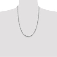 14K White Gold 24" Diamond-Cut Rope Chain Necklace with Lobster Clasp - 3.75mm Width