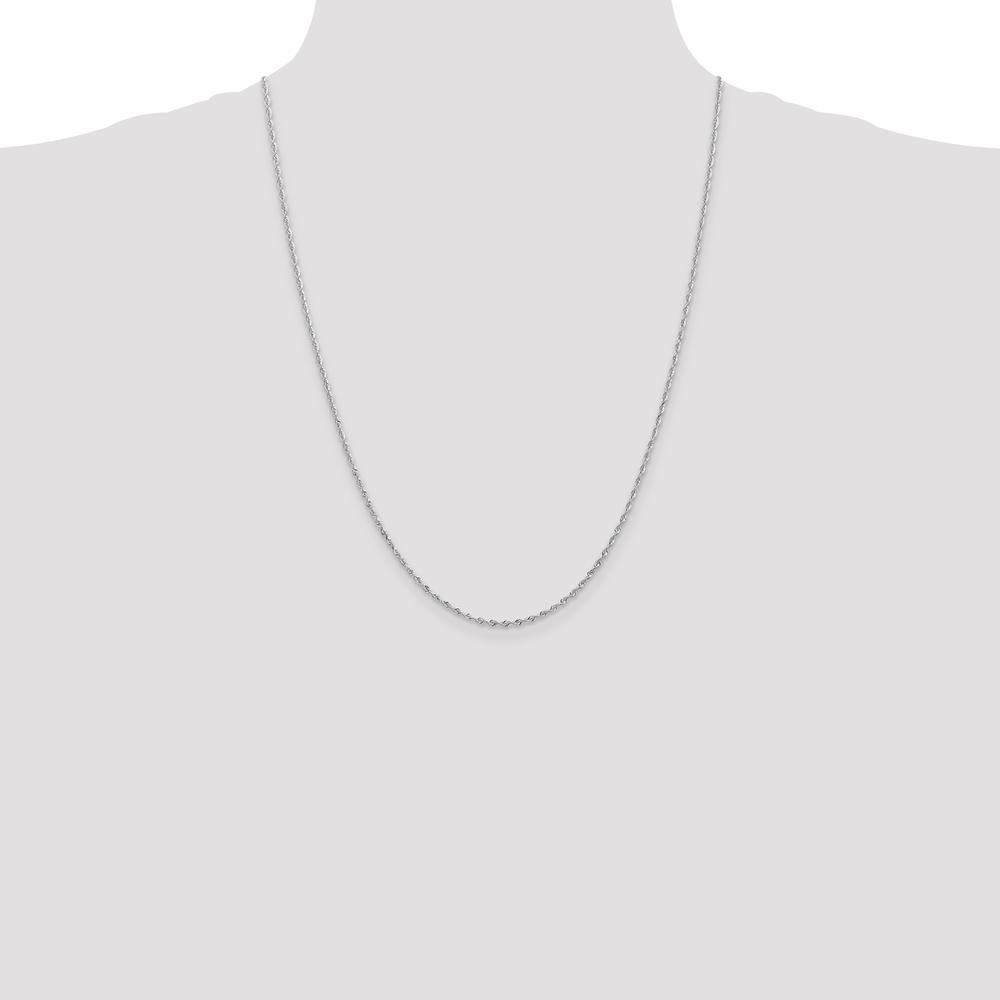 14K White Gold 24" Diamond-Cut Rope Chain Necklace with Lobster Clasp by Oro Pregiato
