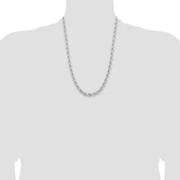14K White Gold 24" Diamond-Cut Rope Chain with Fancy Lobster Clasp