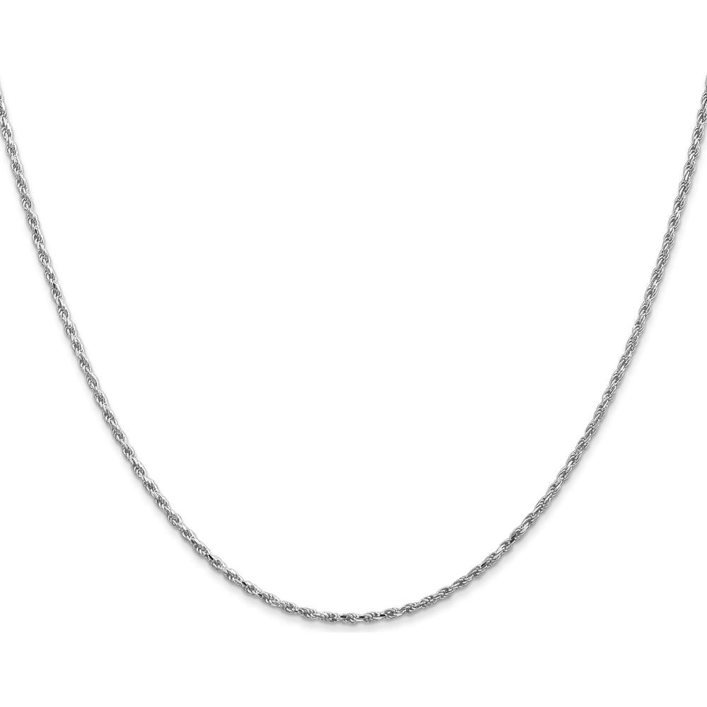 14K White Gold 24" Diamond-Cut Rope Chain with Lobster Clasp - 1.3mm Width by 0