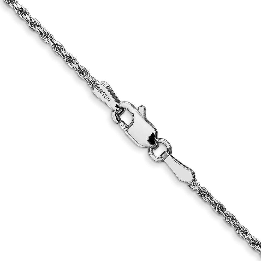 14K White Gold 24" Diamond-Cut Rope Chain with Lobster Clasp - 1.3mm Width by 0