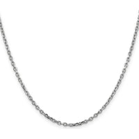 14K White Gold 24" Diamond-Cut Round Open Link Cable Chain - 2.2mm Width by Oro Pregiato