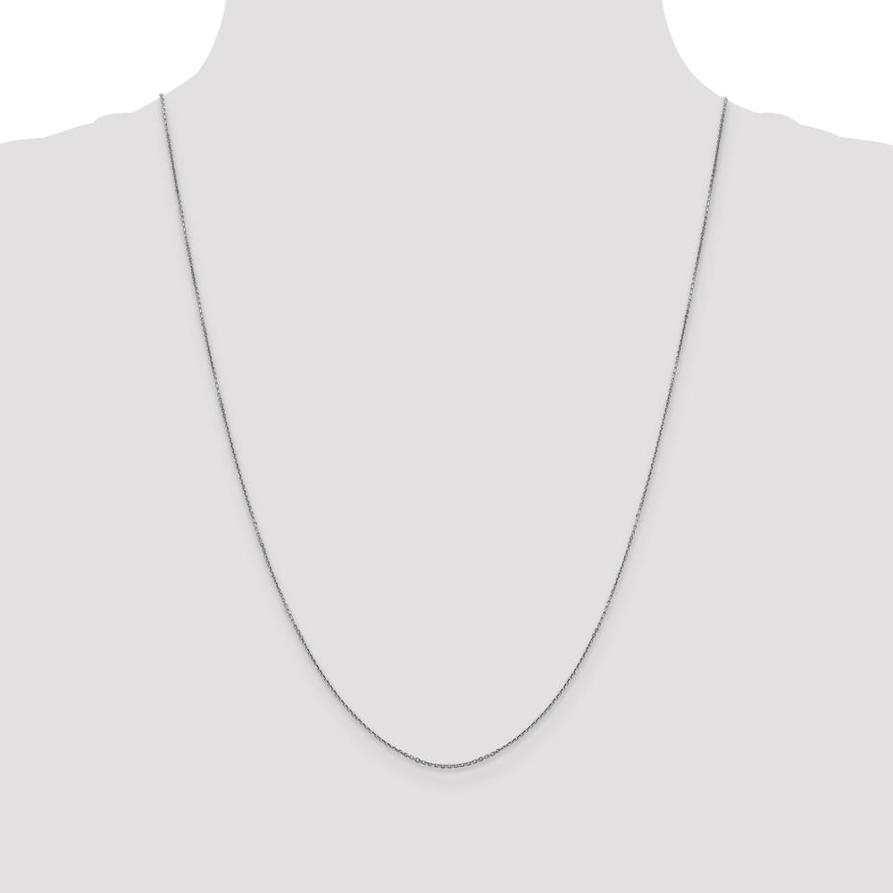 14K White Gold 24" Diamond-Cut Round Open Link Cable Chain with Lobster Clasp - 0.9mm Width by Monteluci Fine Jewelry
