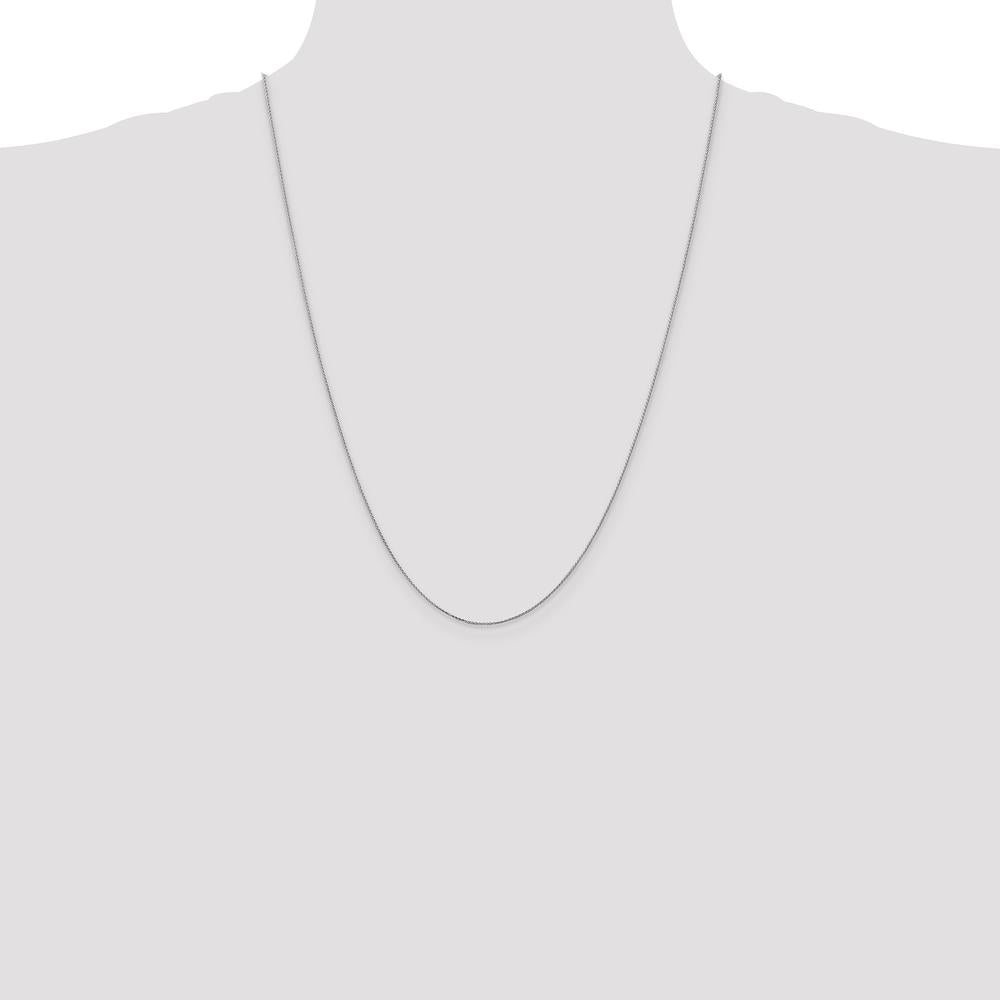 14K White Gold 24" Diamond-Cut Spiga Chain with Spring Ring Clasp - 0.85mm Width by Oro Pregiato