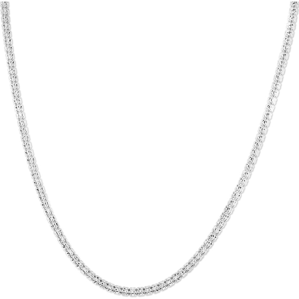 14K White Gold 24" Fancy Ice Chain with Diamond-Cut Finish - 3.3mm by Orozza Fine Jewelry