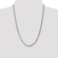 14K White Gold 24" Flat Beveled Curb Chain with Lobster Clasp - 4.75mm Width by 0
