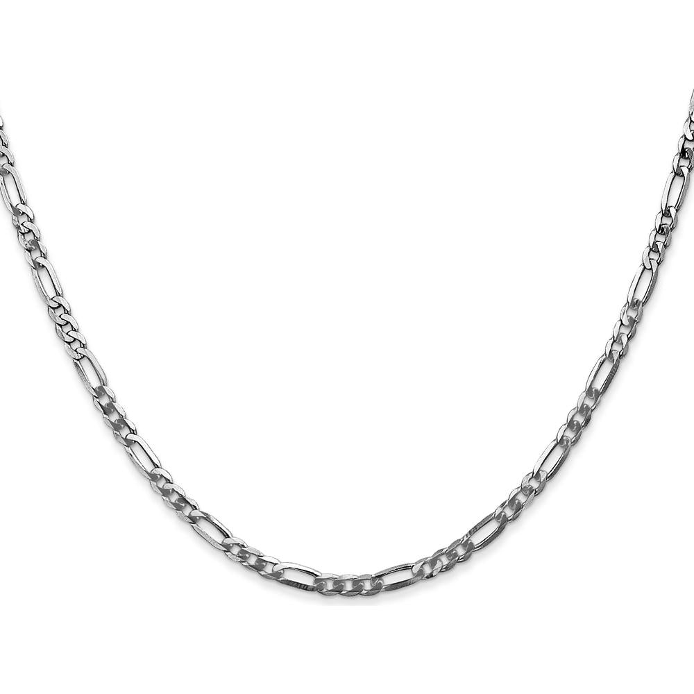 14K White Gold 24" Flat Figaro Chain Necklace - 2.75mm Width with Lobster Clasp by 0
