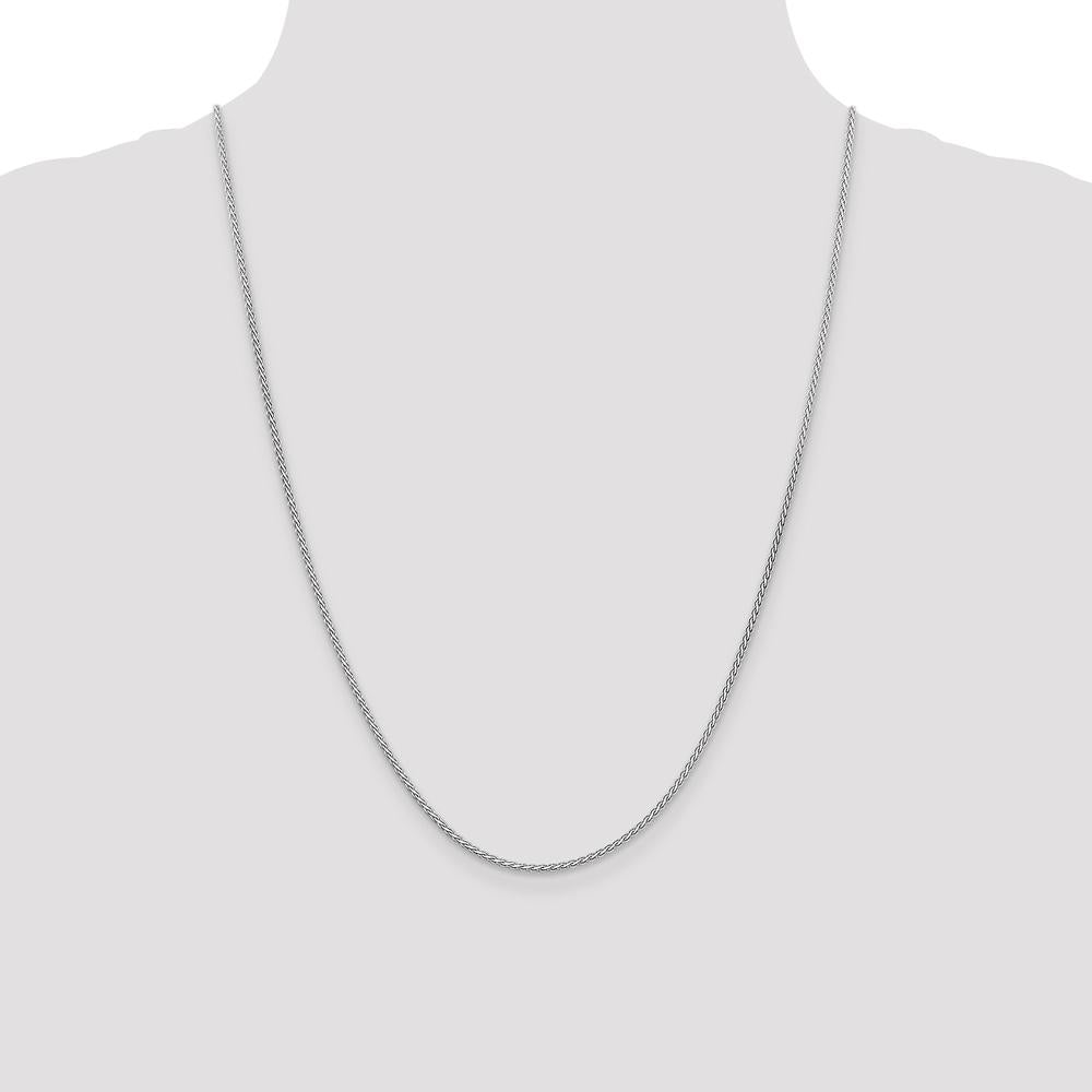 14K White Gold 24" Flat Wheat Chain with Lobster Clasp - 1.9mm Width by Oro Pregiato