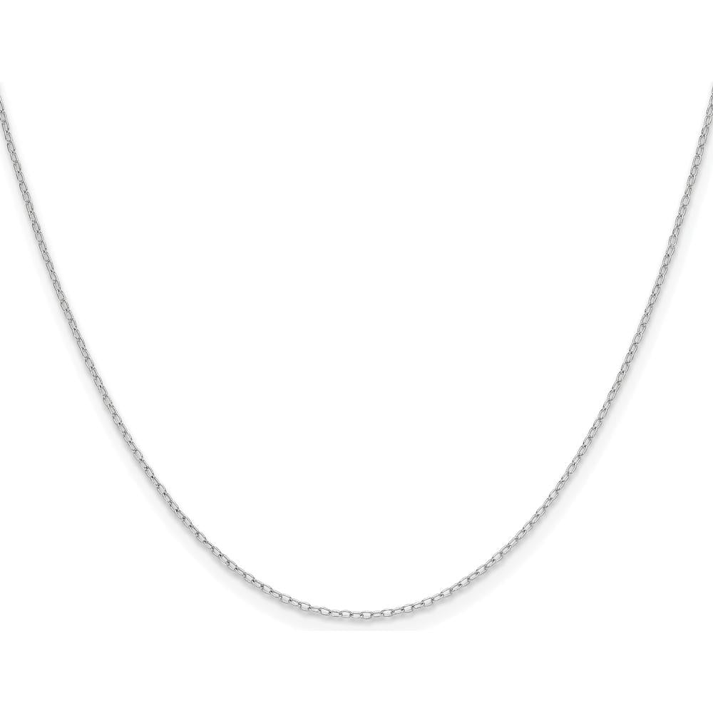 14K White Gold 24" Forzantine Cable Chain - 0.8mm Width, Rhodium Plated by Oro Pregiato