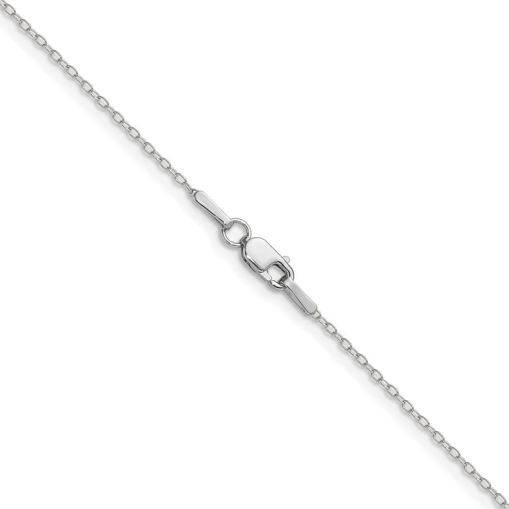 14K White Gold 24" Forzantine Cable Chain - 0.8mm Width, Rhodium Plated by Oro Pregiato