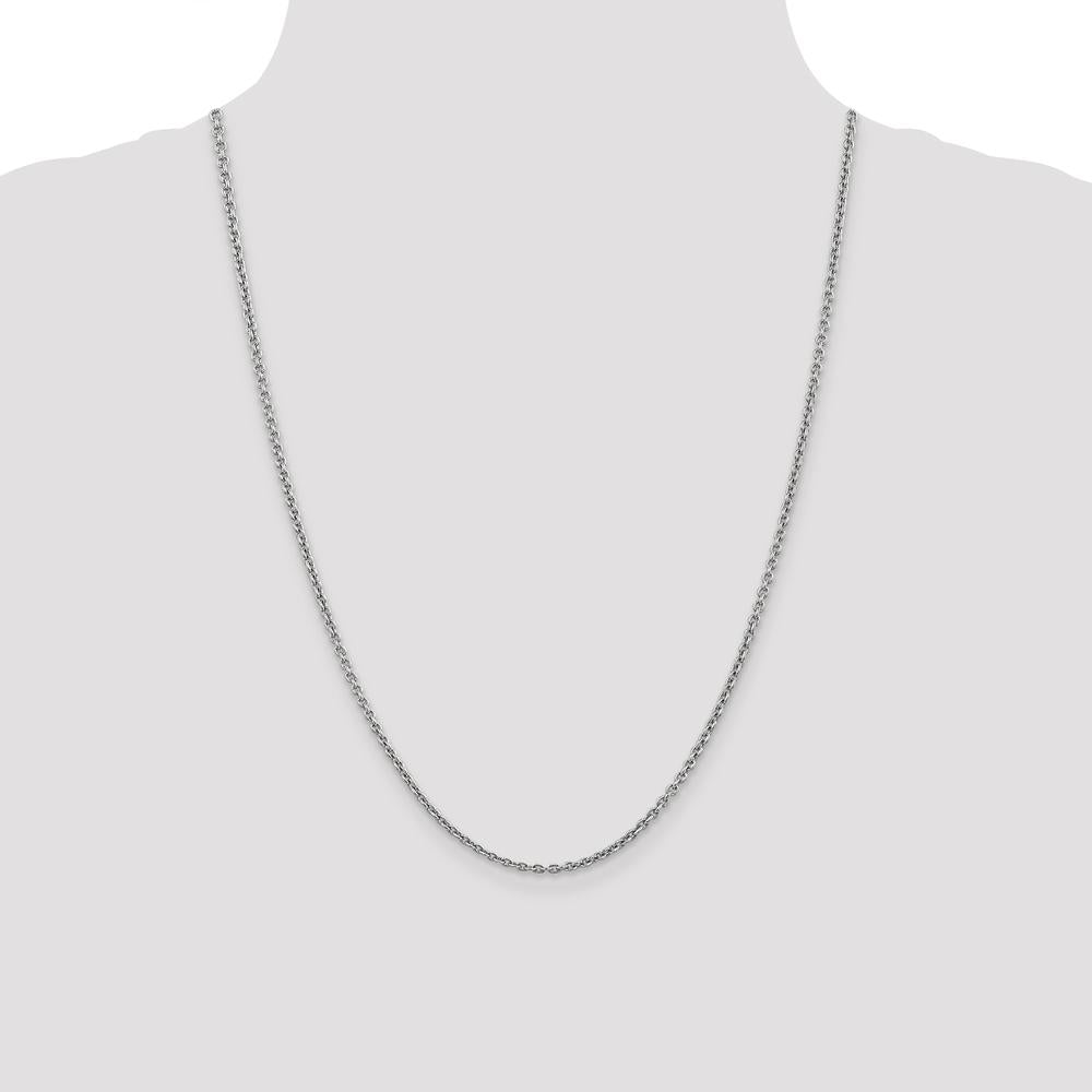 14K White Gold 24" Forzantine Cable Chain Necklace - 2.2mm Width with Lobster Clasp by Oro Pregiato
