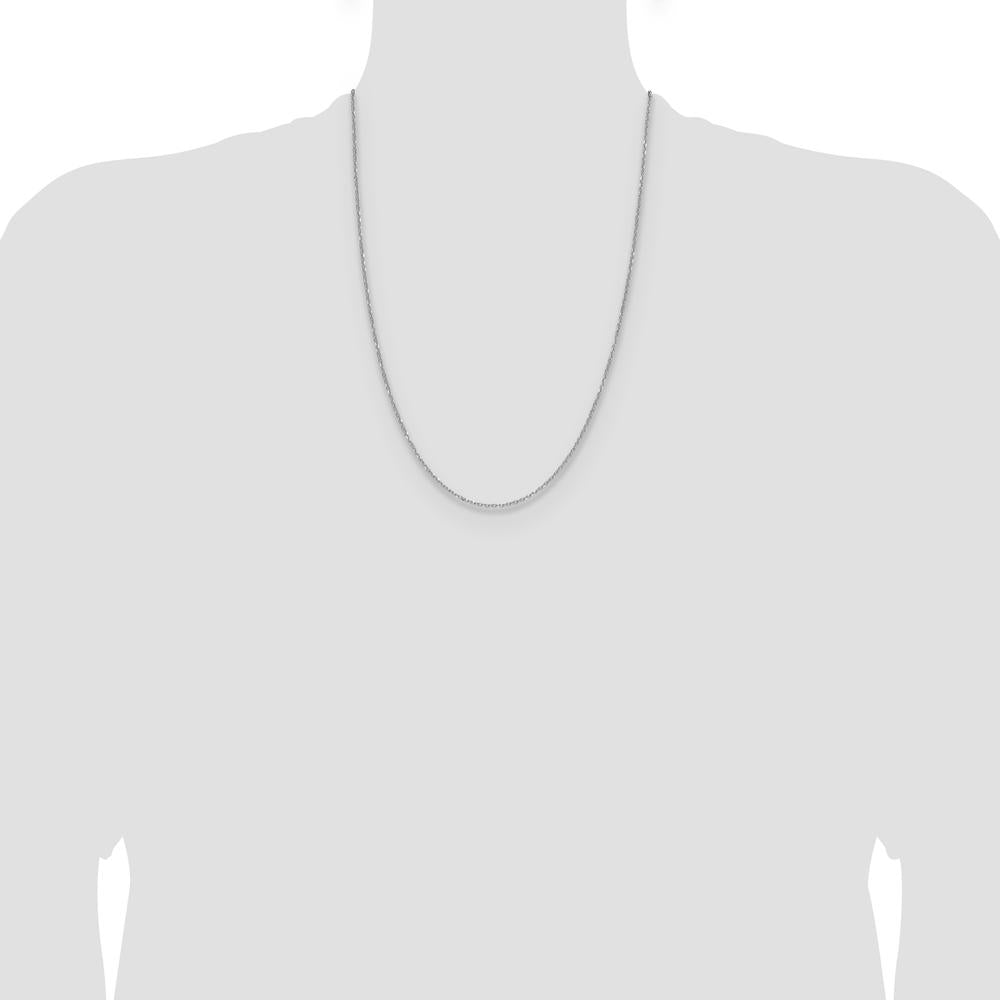 14K White Gold 24" Forzantine Cable Chain with Diamond-Cut Texture by Oro Pregiato