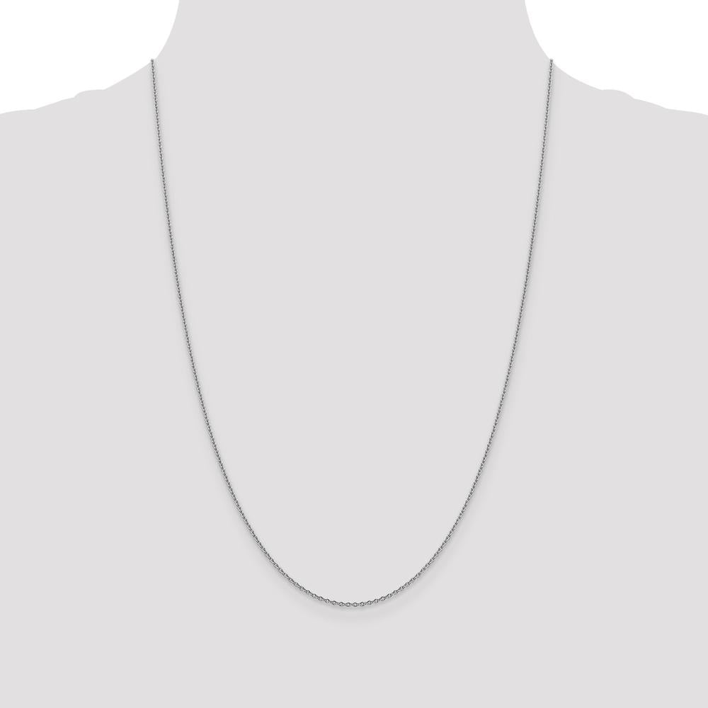 14K White Gold 24" Forzantine Cable Chain with Lobster Clasp - 1.4mm Width by Oro Pregiato