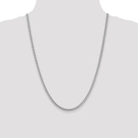 14K White Gold 24" Franco Chain with Fancy Lobster Clasp - 3mm Width by Oro Pregiato