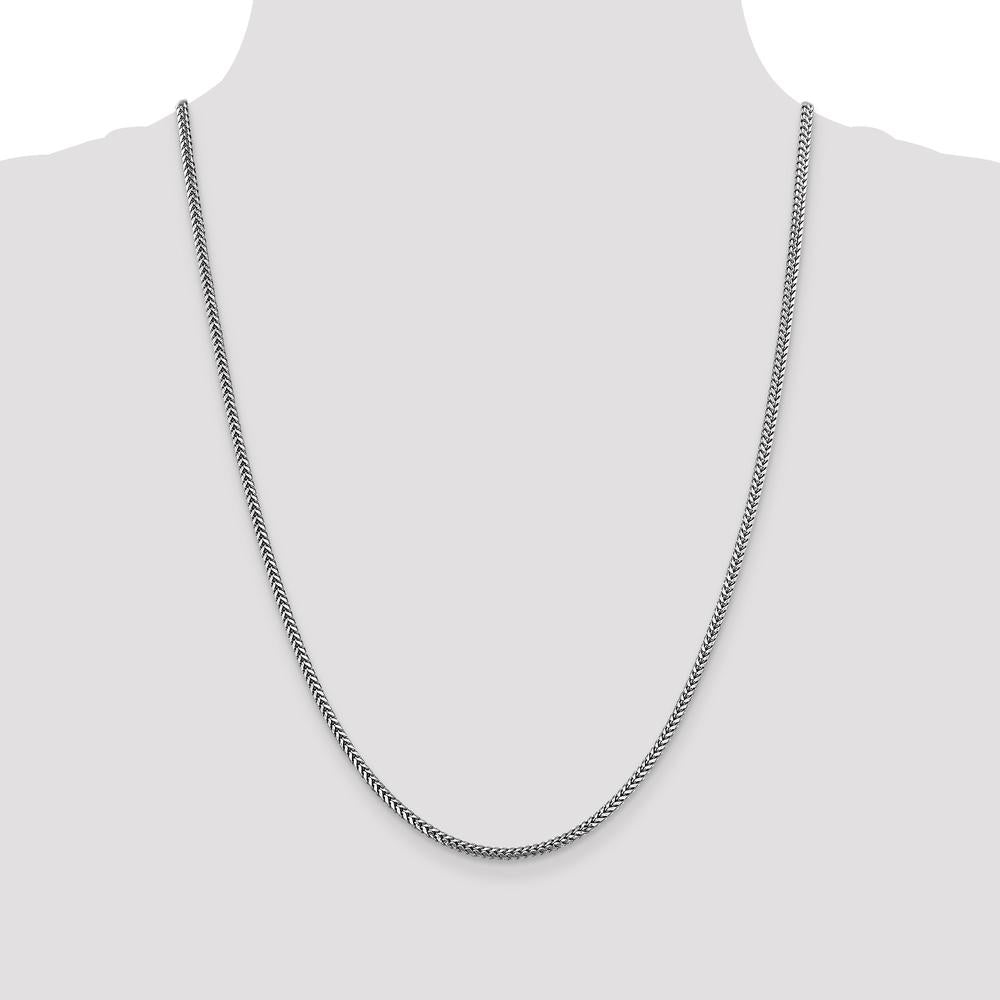 14K White Gold 24" Franco Chain with Lobster Clasp - 2.3mm by Oro Pregiato