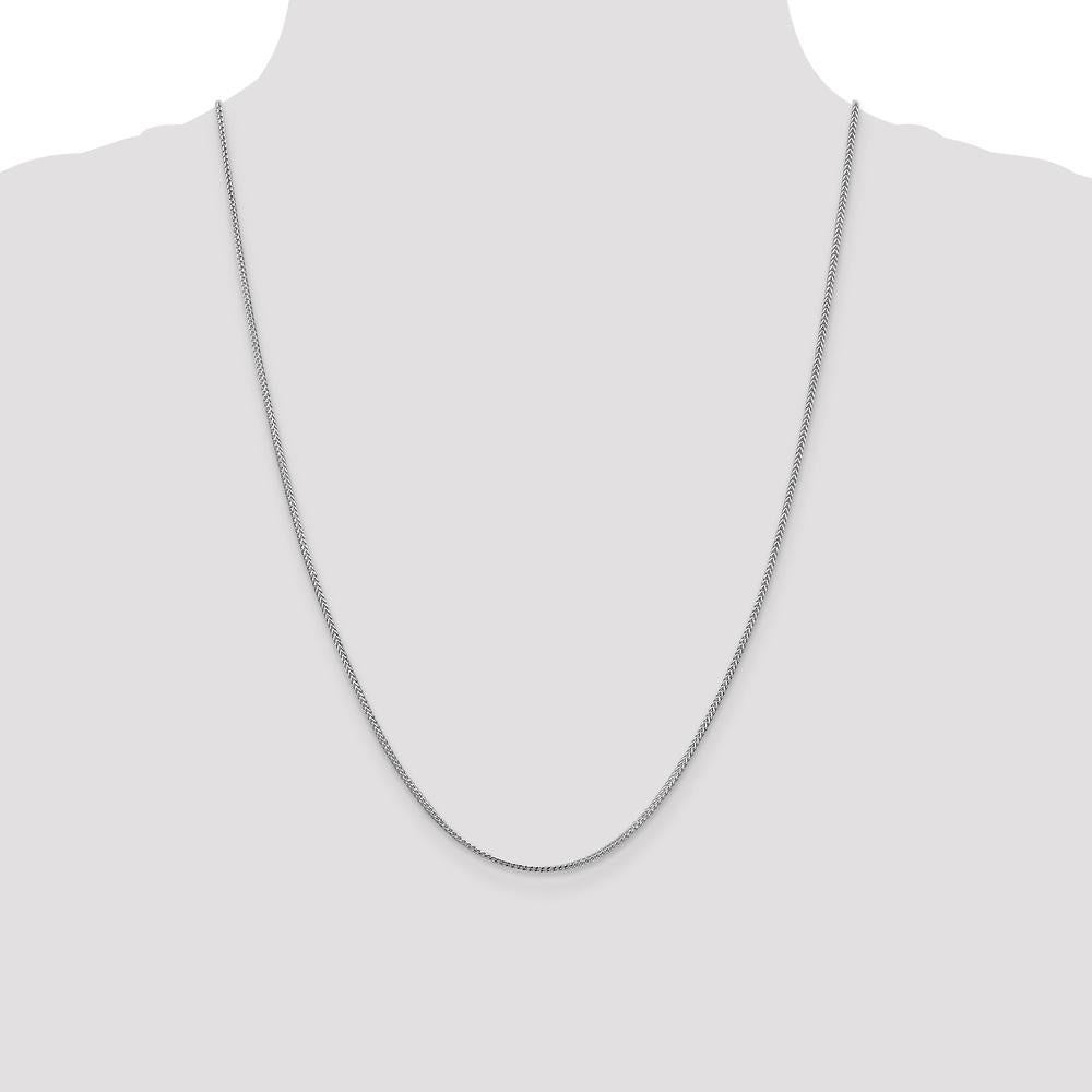 14K White Gold 24" Franco Chain with Polished Finish and Lobster Clasp by Oro Pregiato