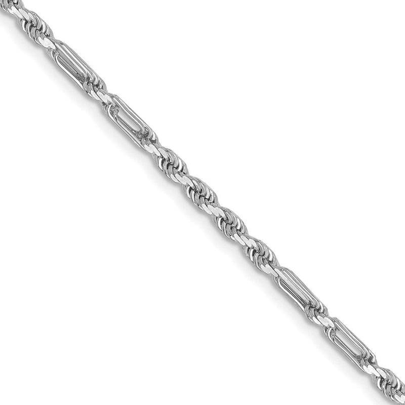 14K White Gold 24-Inch 2.5mm Diamond-Cut Milano Rope Chain with Lobster Clasp by Oro Pregiato