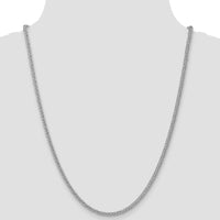 14K White Gold 24 Inch 2.6mm Semi-Solid Spiga Wheat Chain Necklace with Lobster Clasp by IBGoodman