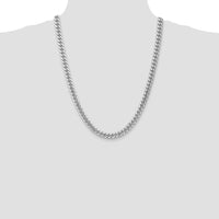 14K White Gold 24-inch 7.3mm Semi-Solid Miami Cuban Chain - Polished Finish with Lobster Clasp by Oro Pregiato