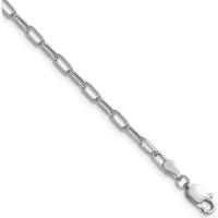 14K White Gold 24-inch Beveled Paperclip Chain Necklace - Polished Finish by Oro Pregiato