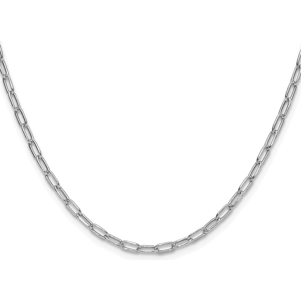 14K White Gold 24-inch Beveled Paperclip Chain Necklace - Polished Finish by Oro Pregiato