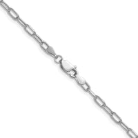 14K White Gold 24-inch Beveled Paperclip Chain Necklace - Polished Finish by Oro Pregiato